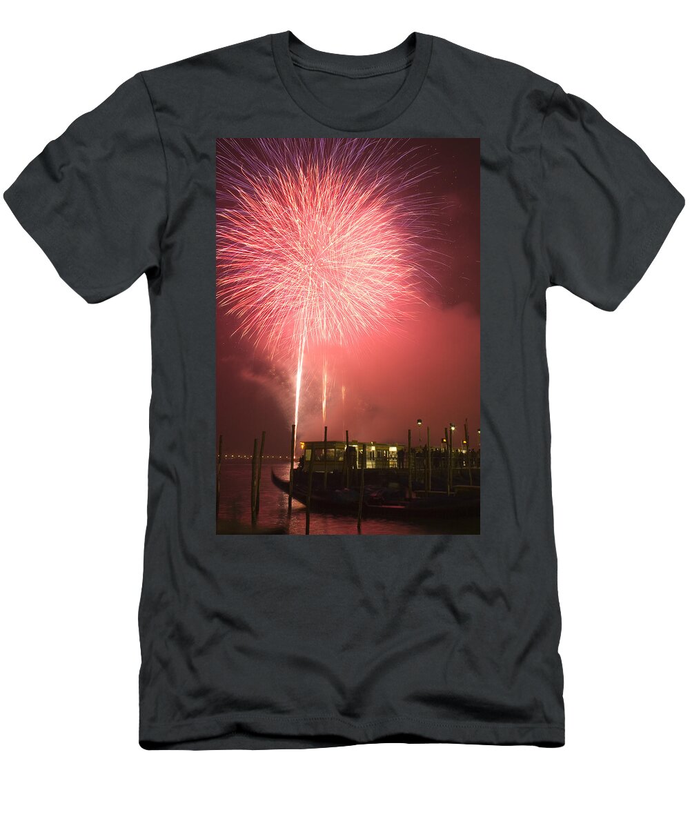 Fireworks T-Shirt featuring the photograph Fireworks in Venice by Ian Middleton