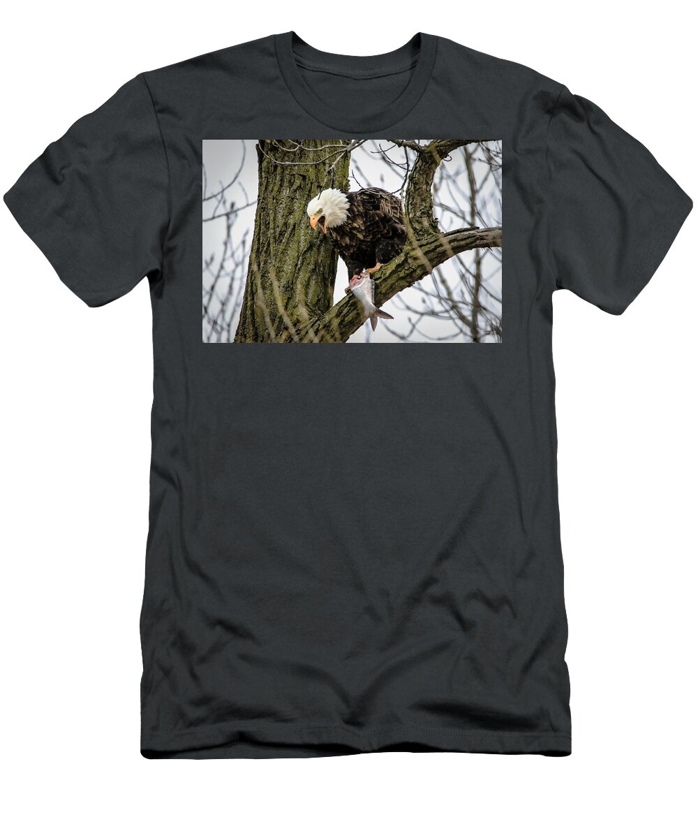 Bald Eagle T-Shirt featuring the photograph Fish For Dinner by Ray Congrove