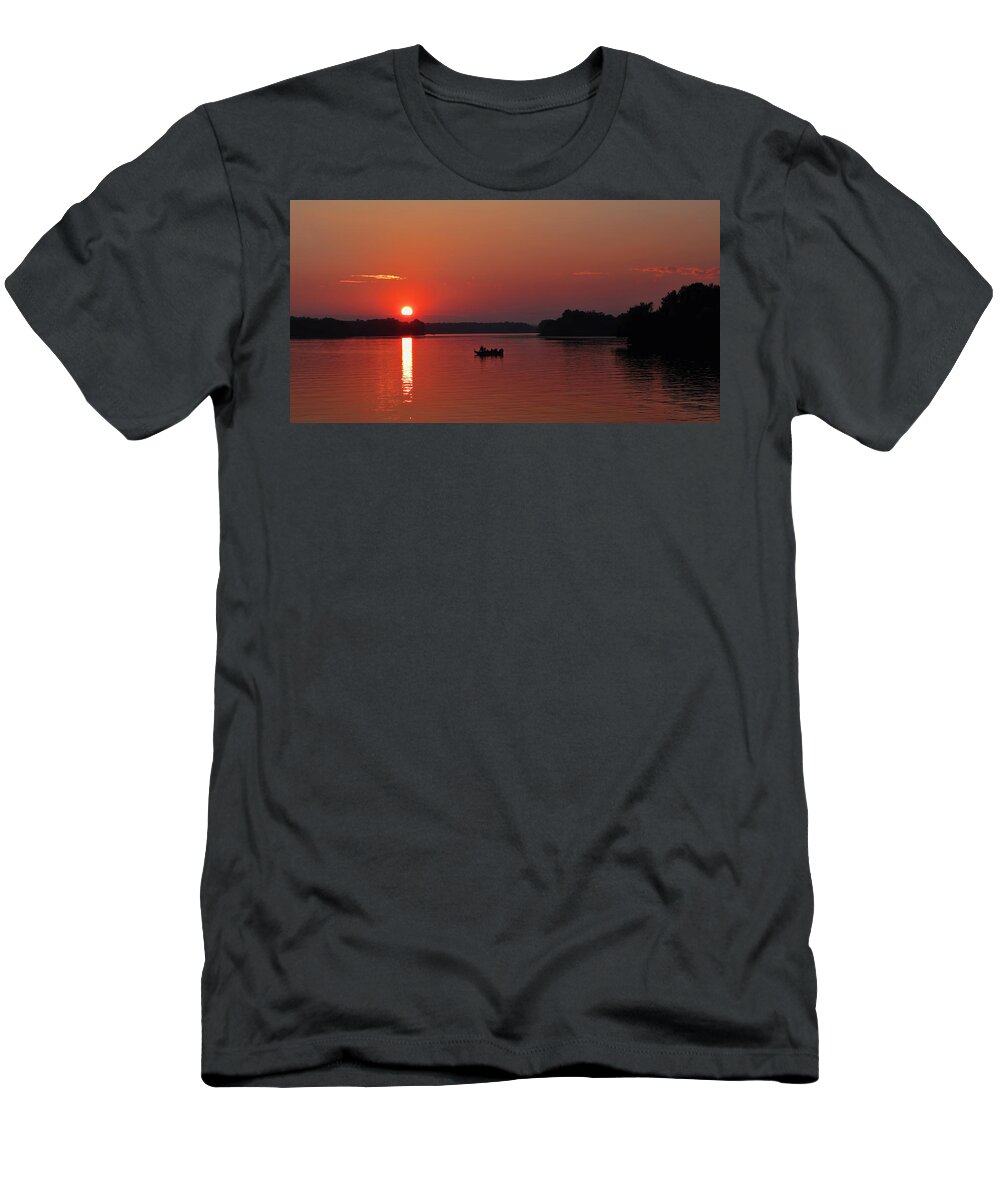 Wausau T-Shirt featuring the photograph Fishing Until Sunset by Dale Kauzlaric