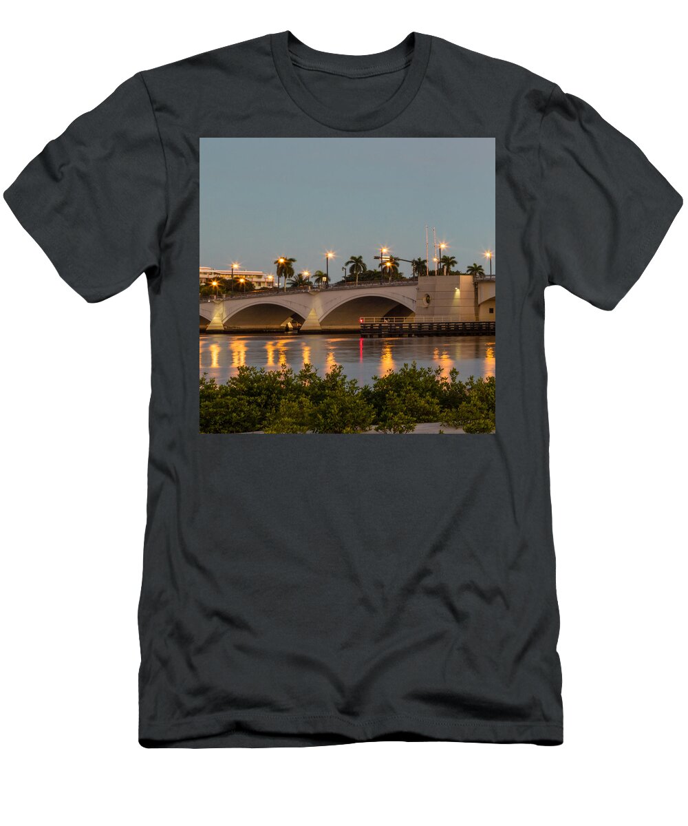 Boats T-Shirt featuring the photograph Flagler Bridge in Lights II by Debra and Dave Vanderlaan