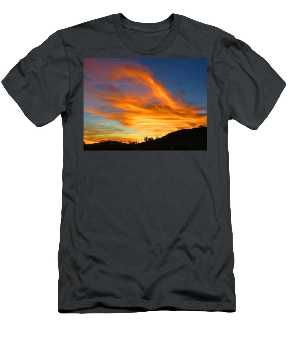 Arizona T-Shirt featuring the photograph Flaming Hand Sunset by Judy Kennedy