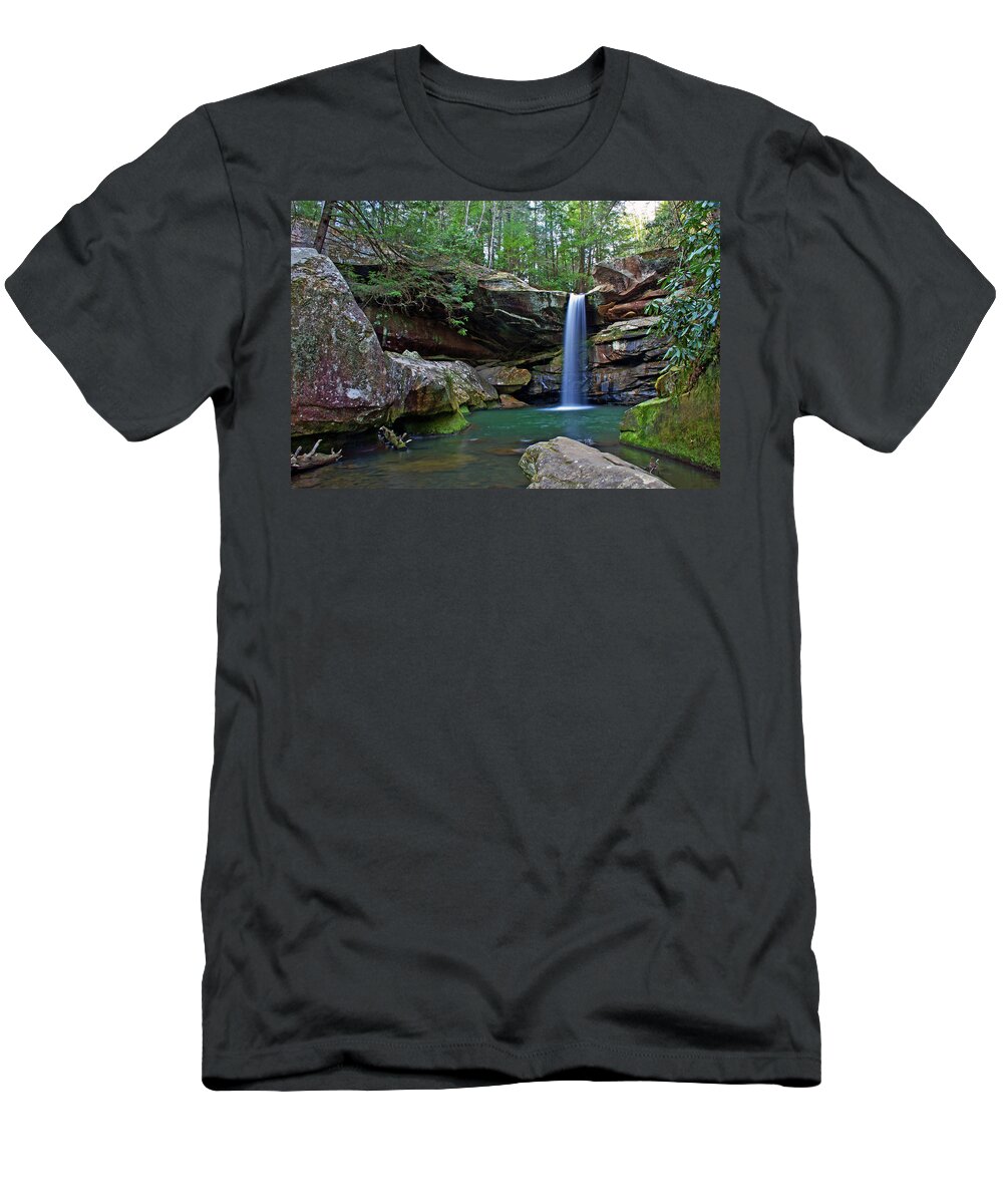 Waterfall T-Shirt featuring the photograph Flat Lick Falls by Rebecca Higgins