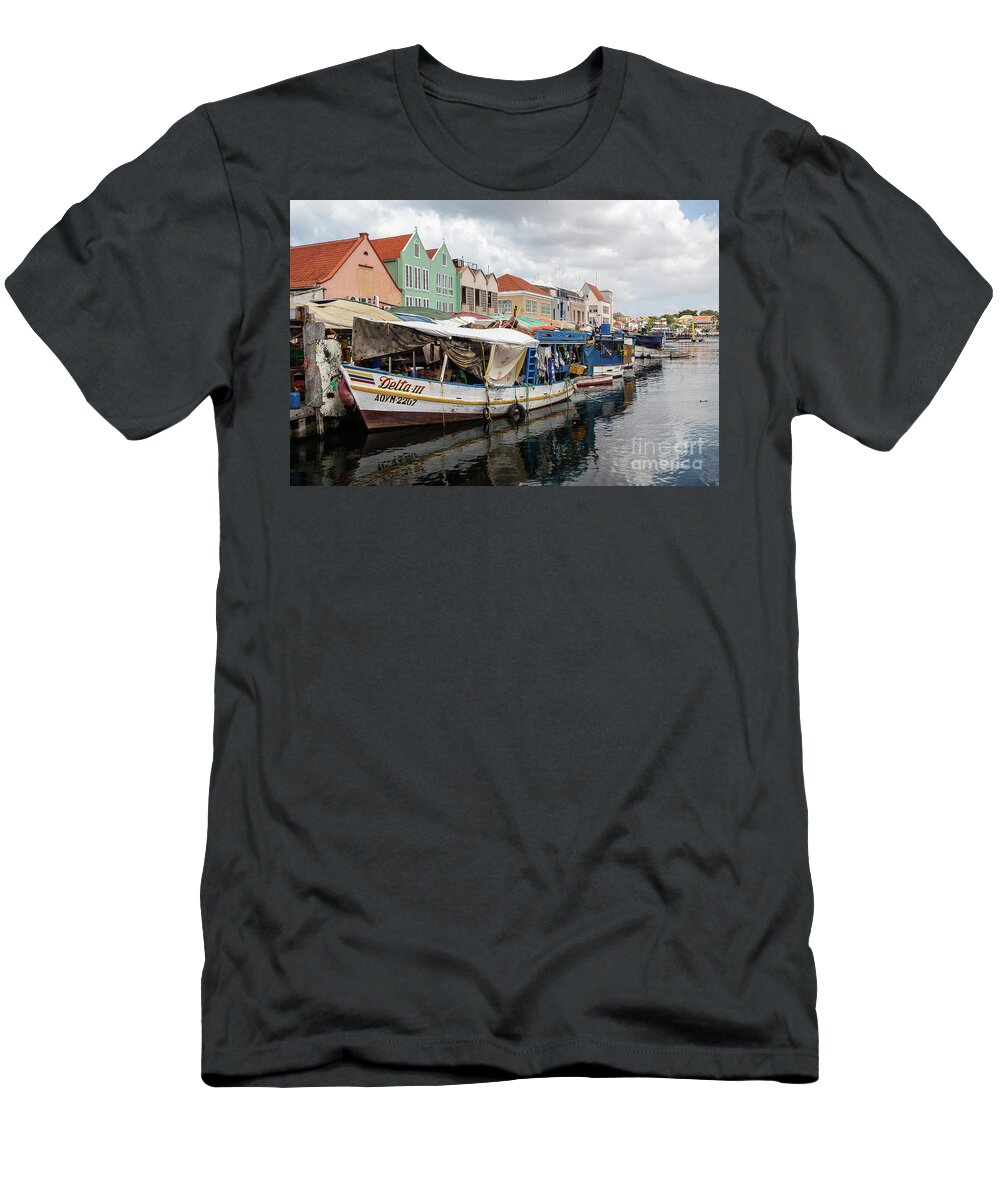Curacao T-Shirt featuring the photograph Floating Market by Kathy Strauss