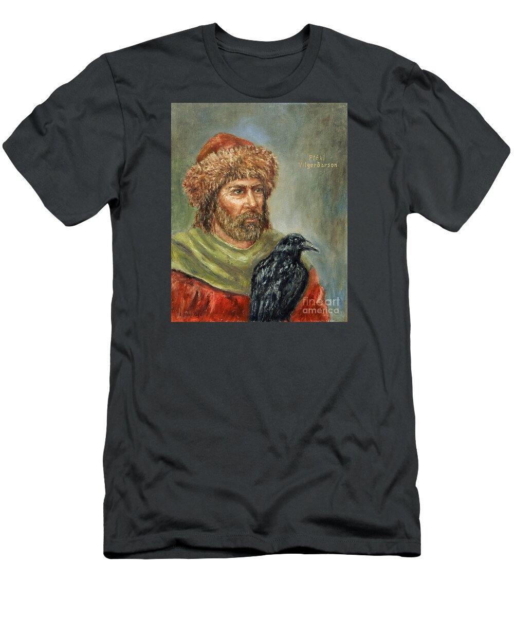 Viking T-Shirt featuring the painting Floki Vilgerdarson by Arturas Slapsys
