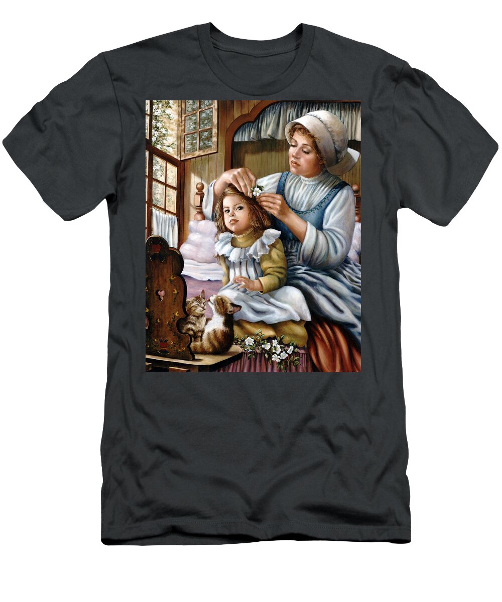 Children T-Shirt featuring the painting Flower in Her Hair by Marie Witte
