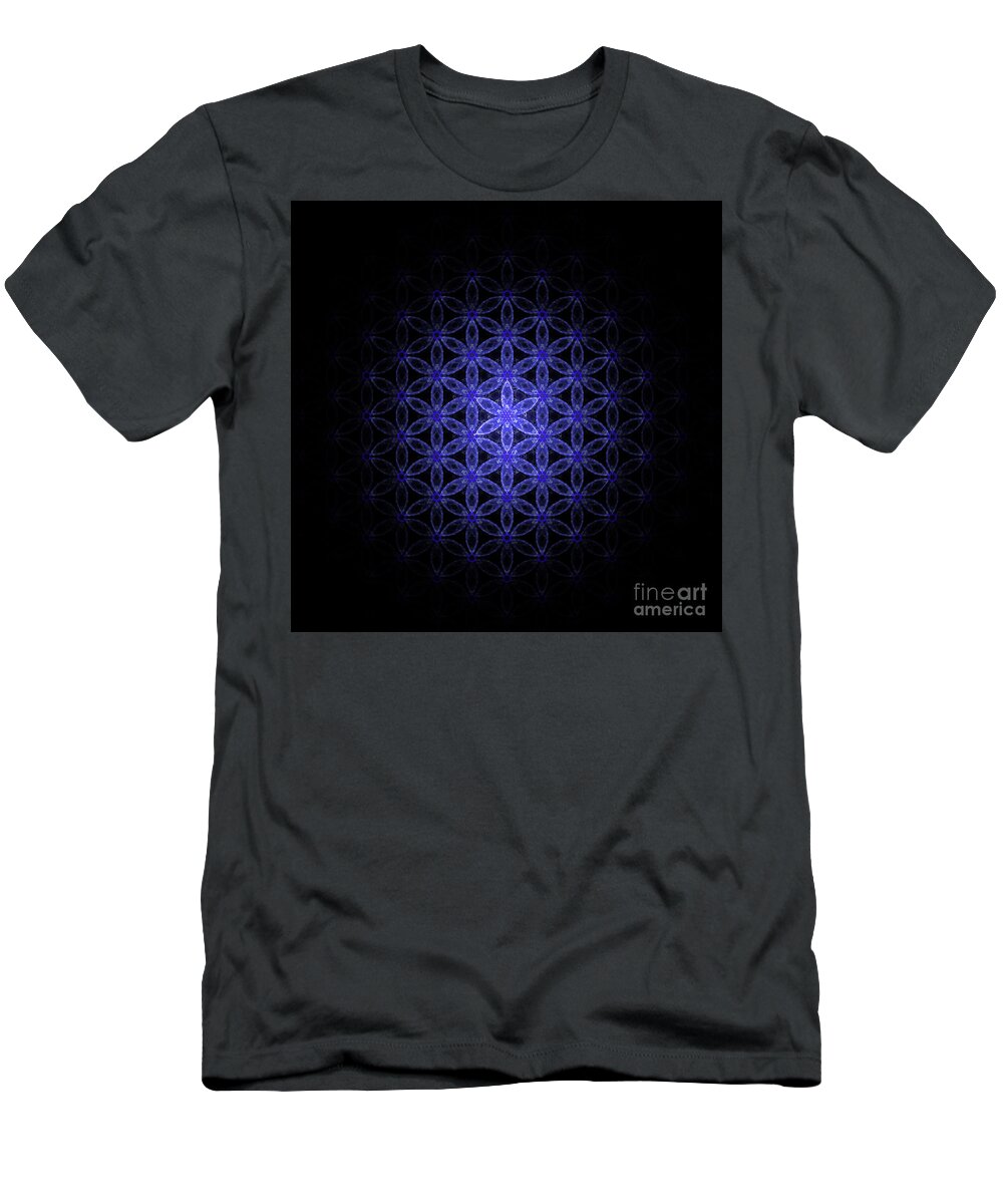 Flower Of Life T-Shirt featuring the digital art Flower of life in blue by Alexa Szlavics