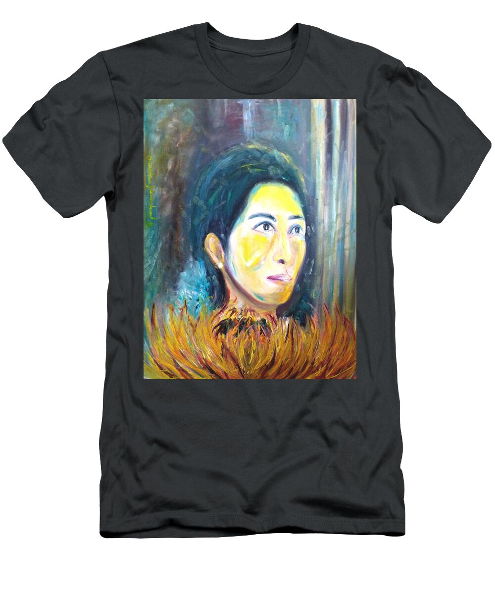  T-Shirt featuring the painting Flower of sun by Wanvisa Klawklean