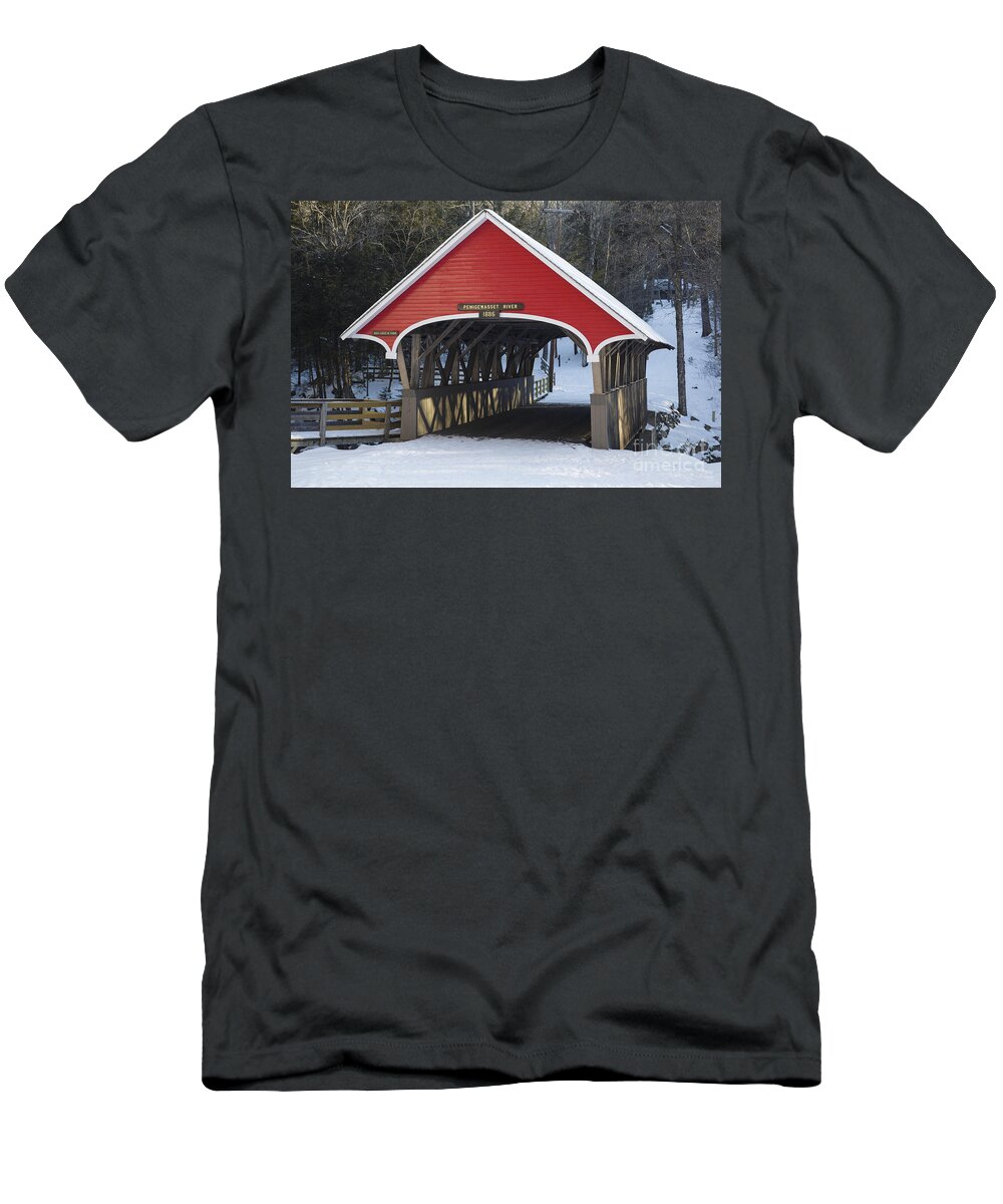 Lincoln T-Shirt featuring the photograph Flume Covered Bridge - Lincoln New Hampshire by Erin Paul Donovan