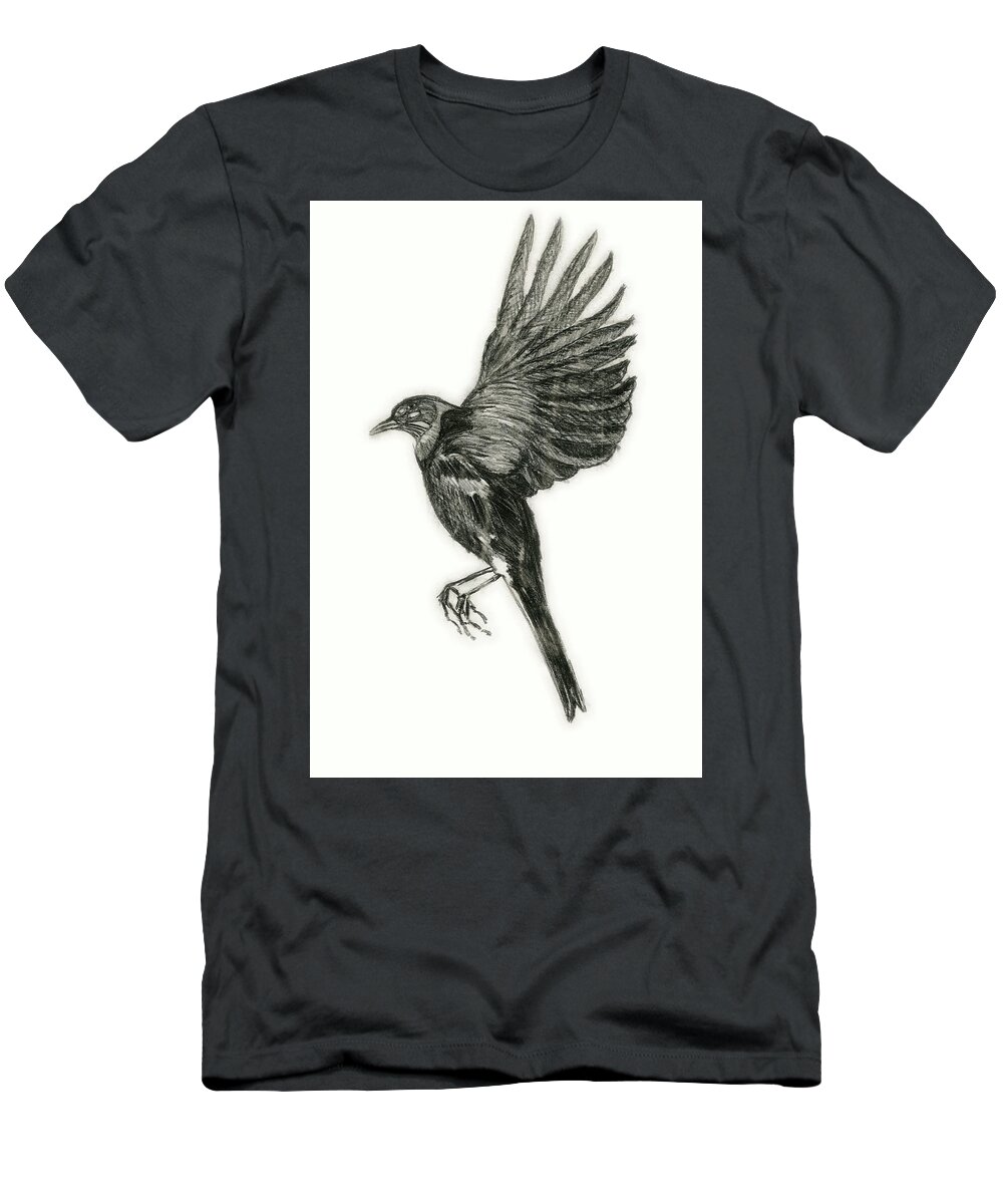 Bird T-Shirt featuring the drawing Flying Bird by Michael Highsmith