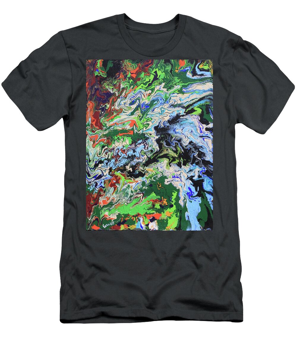 Abstract Expressionism T-Shirt featuring the painting Flying North Over the Gulf by Art Enrico