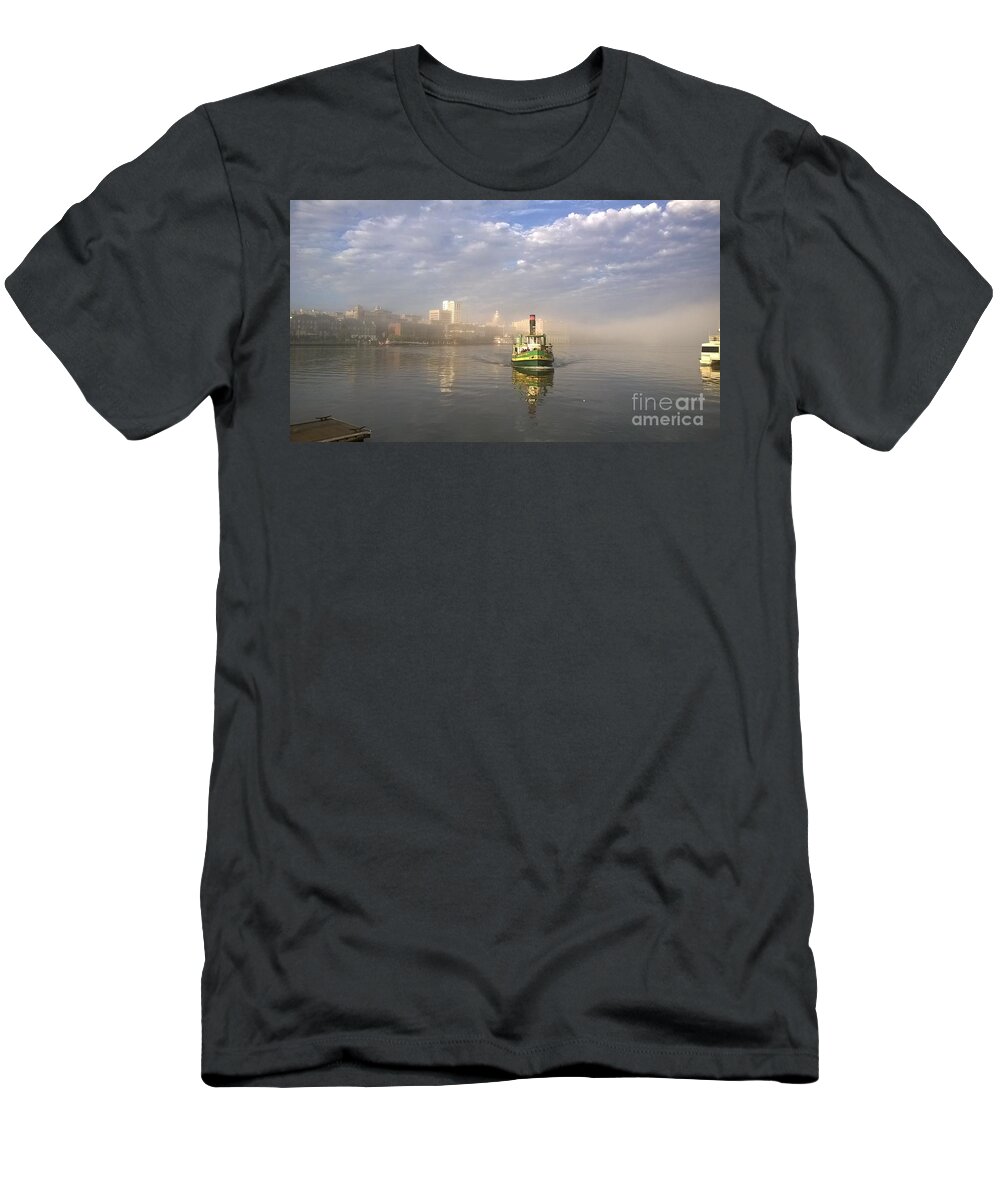 Fog T-Shirt featuring the photograph Fog over the river by Agnes Caruso