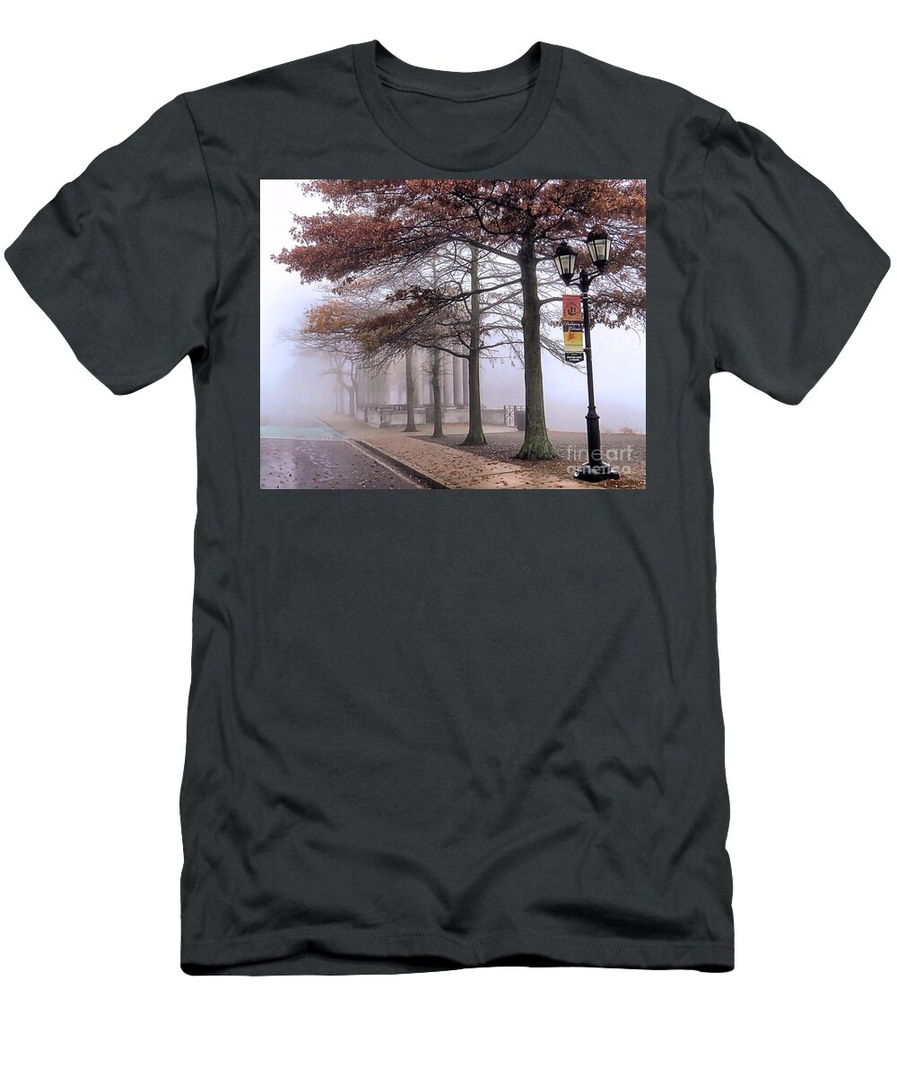 Fog T-Shirt featuring the photograph Foggy Fall Morning by Janice Drew