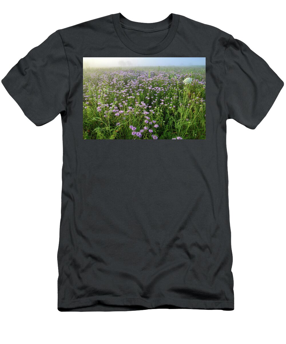 Mchenry County Conservation District T-Shirt featuring the photograph Foggy Morning in Glacial Park by Ray Mathis
