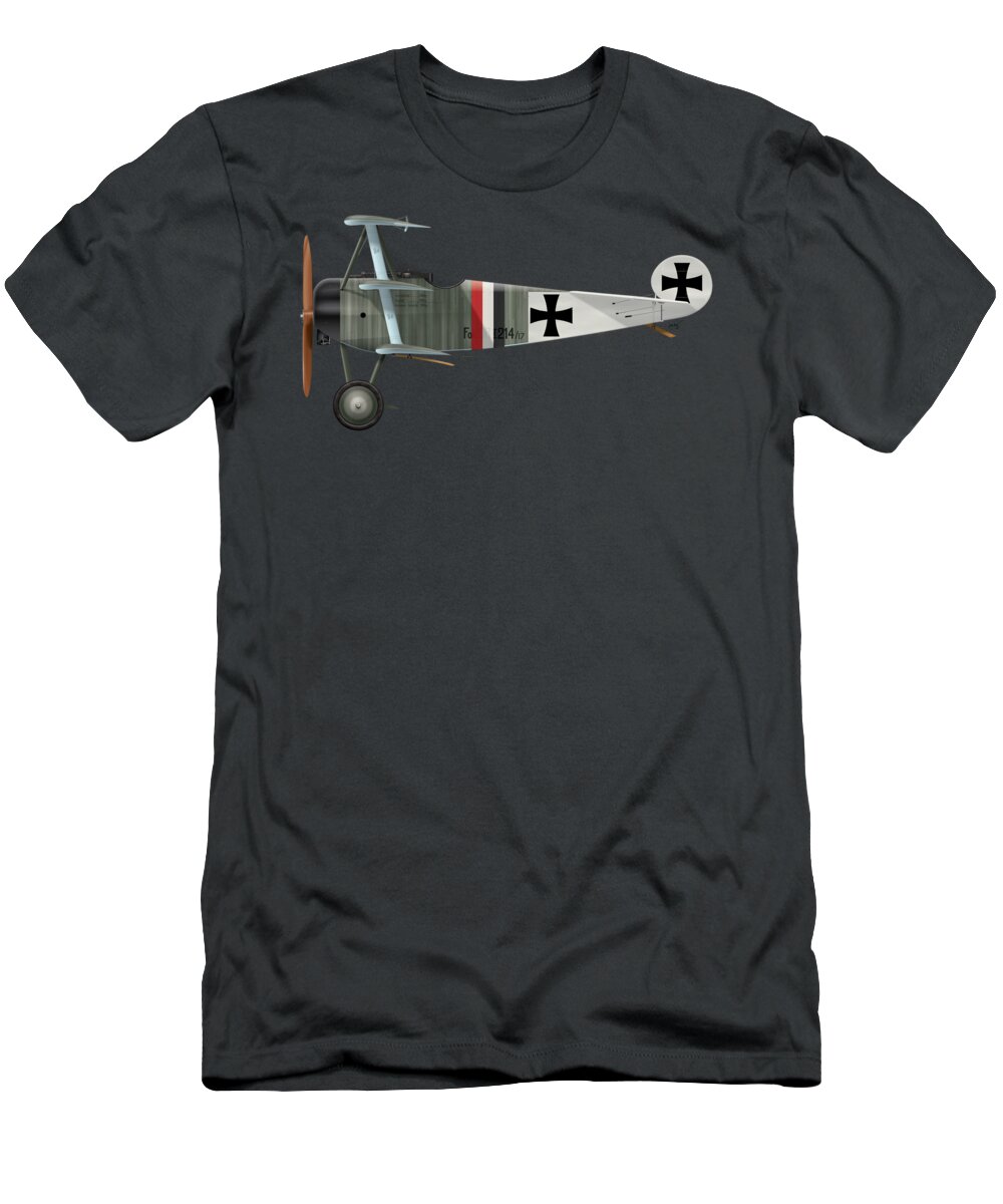 Fokker T-Shirt featuring the digital art Fokker Dr.1 - 214/17 - March 1918 by Ed Jackson