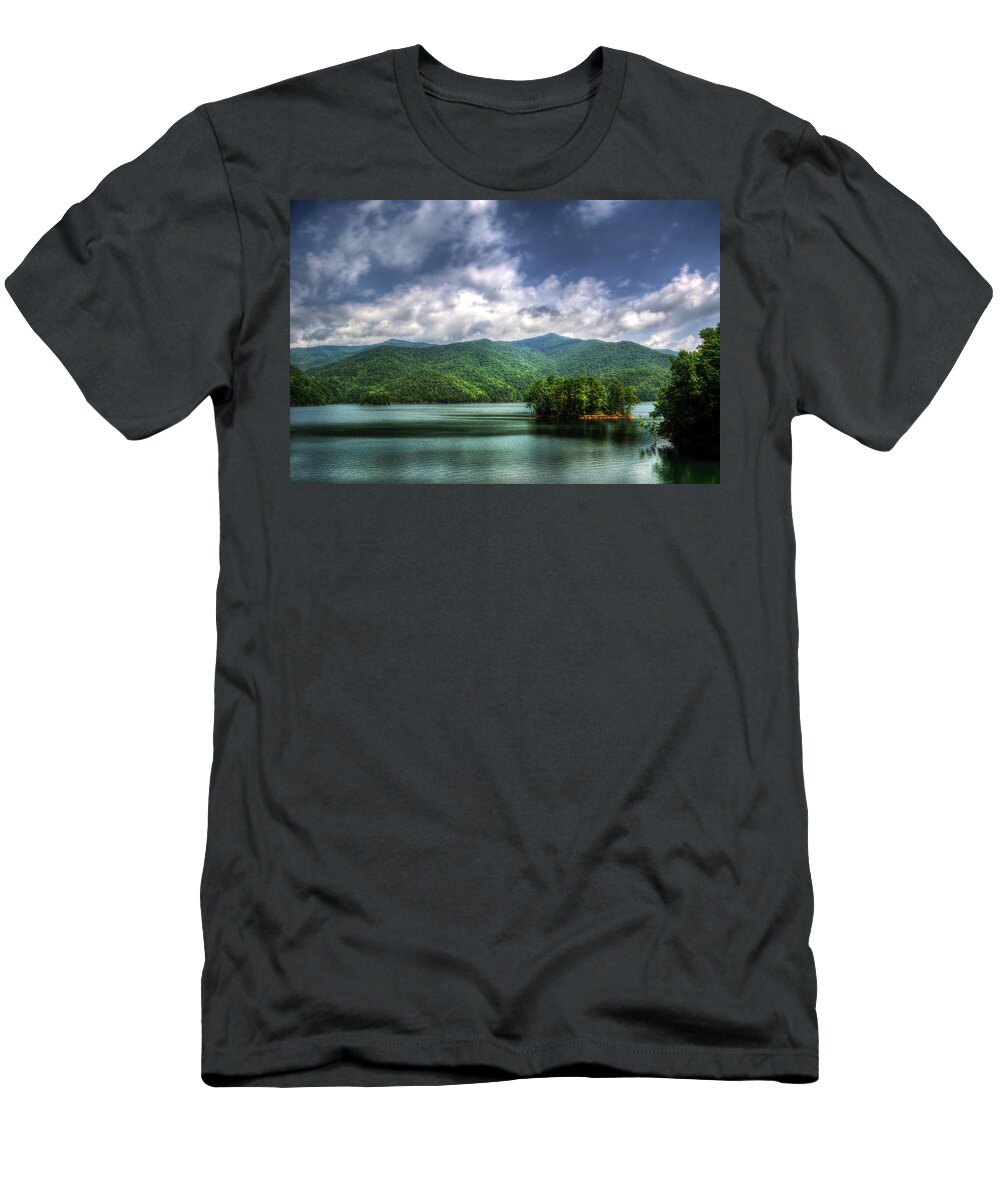 Western North Carolina T-Shirt featuring the photograph Fontana Lake Lighter by Greg and Chrystal Mimbs