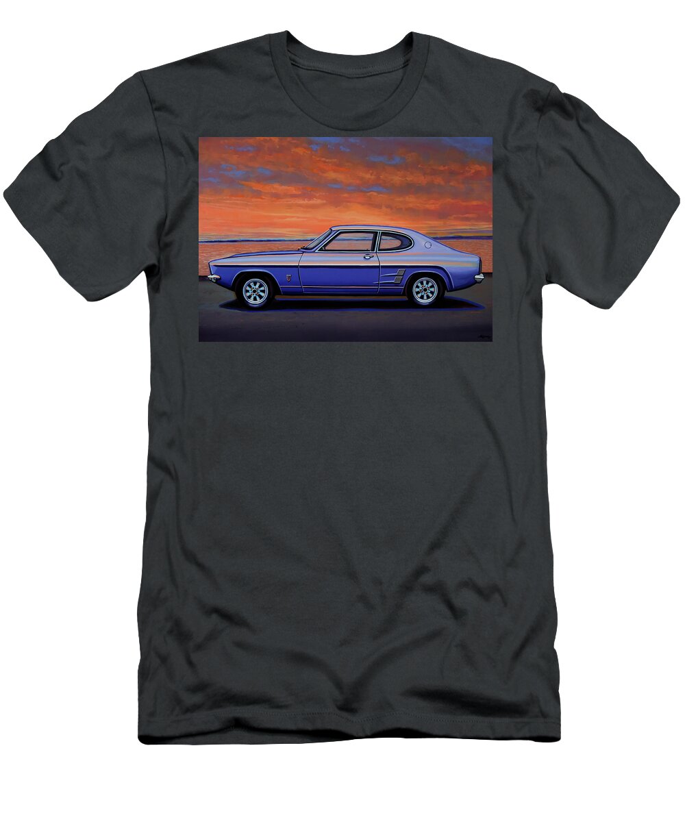 Ford Capri T-Shirt featuring the painting Ford Capri 1969 Painting by Paul Meijering