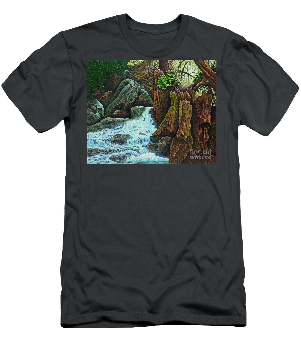 Brook T-Shirt featuring the painting Forest Brook III by Michael Frank