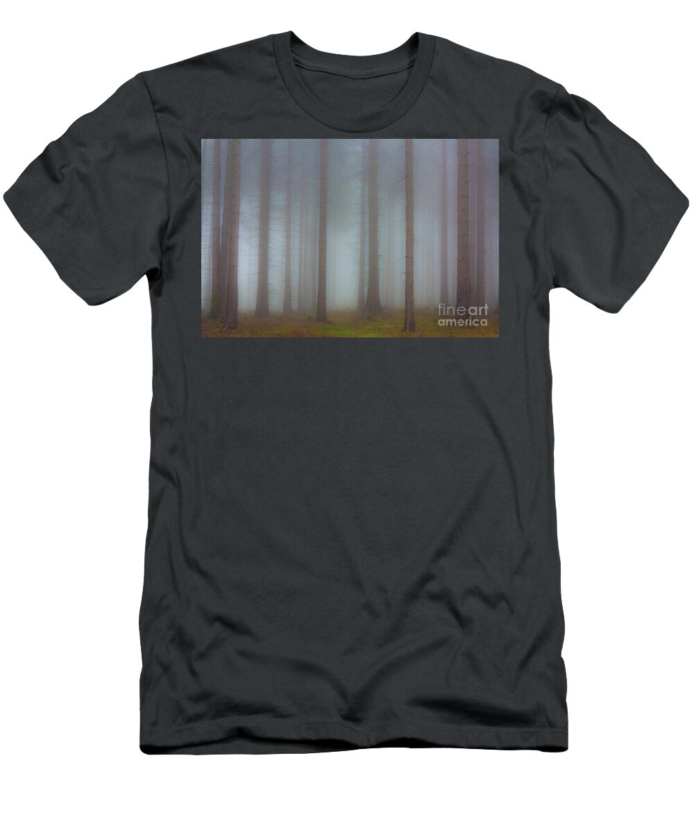 Forest T-Shirt featuring the photograph Forest in the fog by Michal Boubin