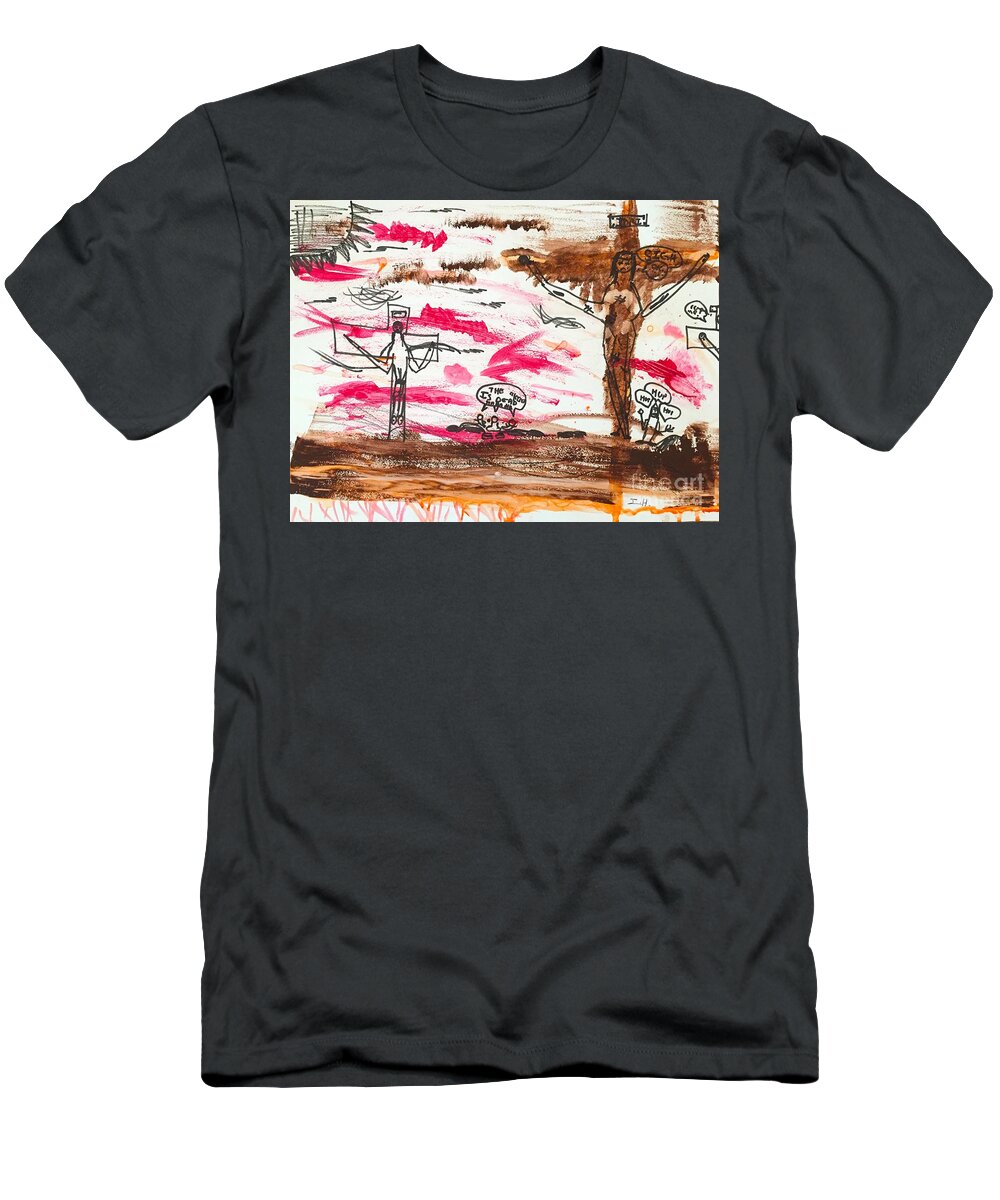 Religious T-Shirt featuring the mixed media Forgiveness by Wonju Hulse