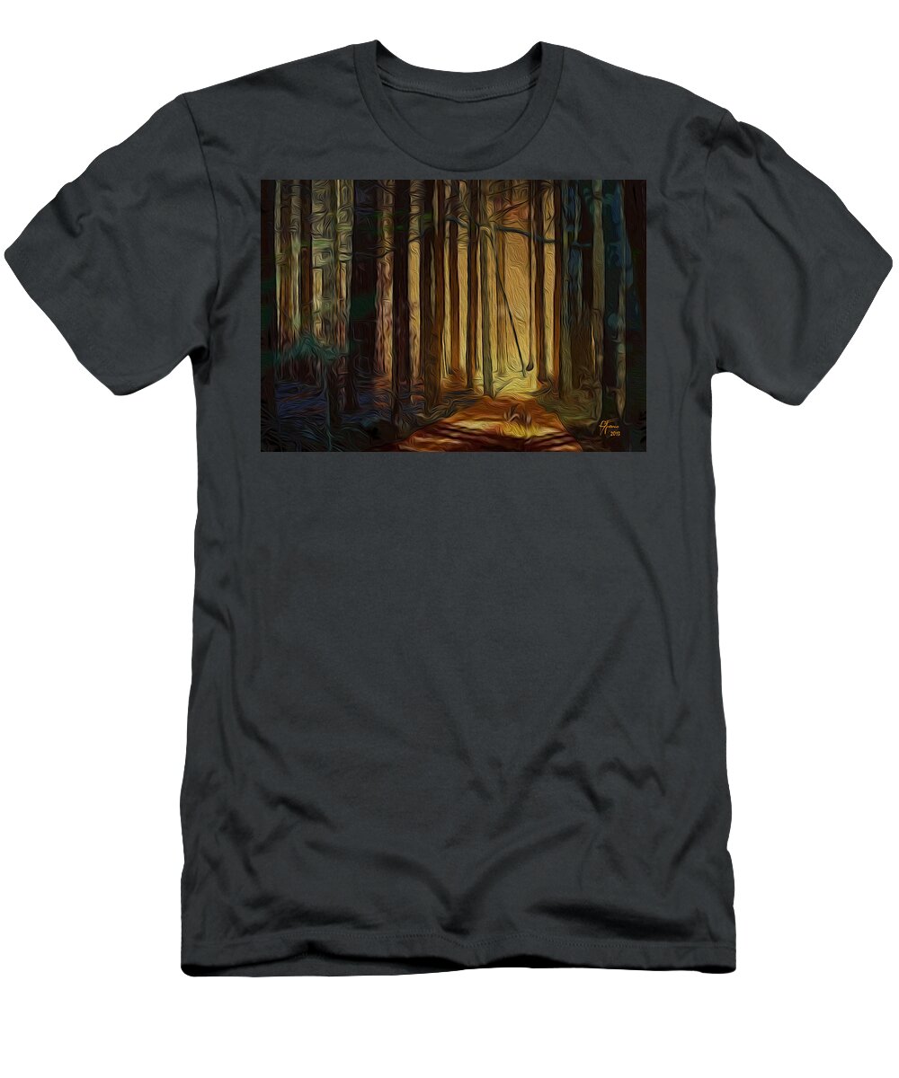 Artwork For Sale T-Shirt featuring the digital art Forrest sun by Vincent Franco