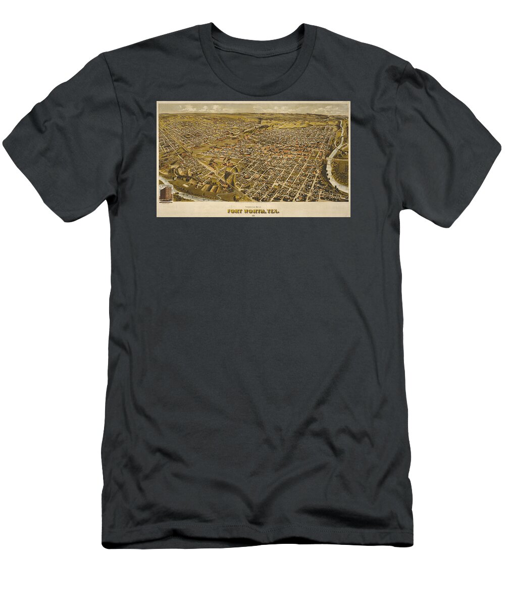Texas T-Shirt featuring the digital art Fort Worth 1891 by Henry Wellge by Texas Map Store