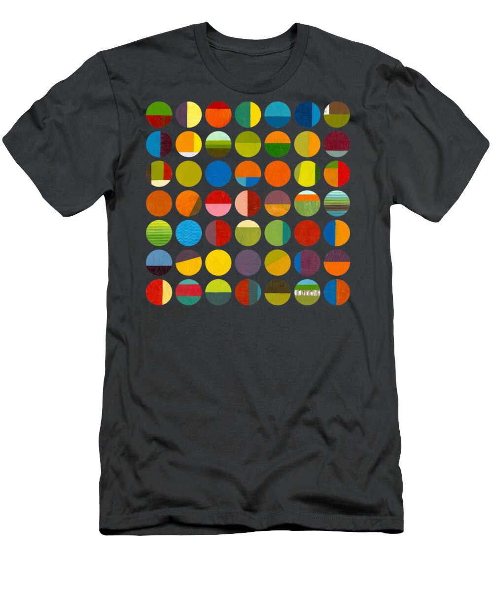 Colorful T-Shirt featuring the painting Forty Nine Circles by Michelle Calkins