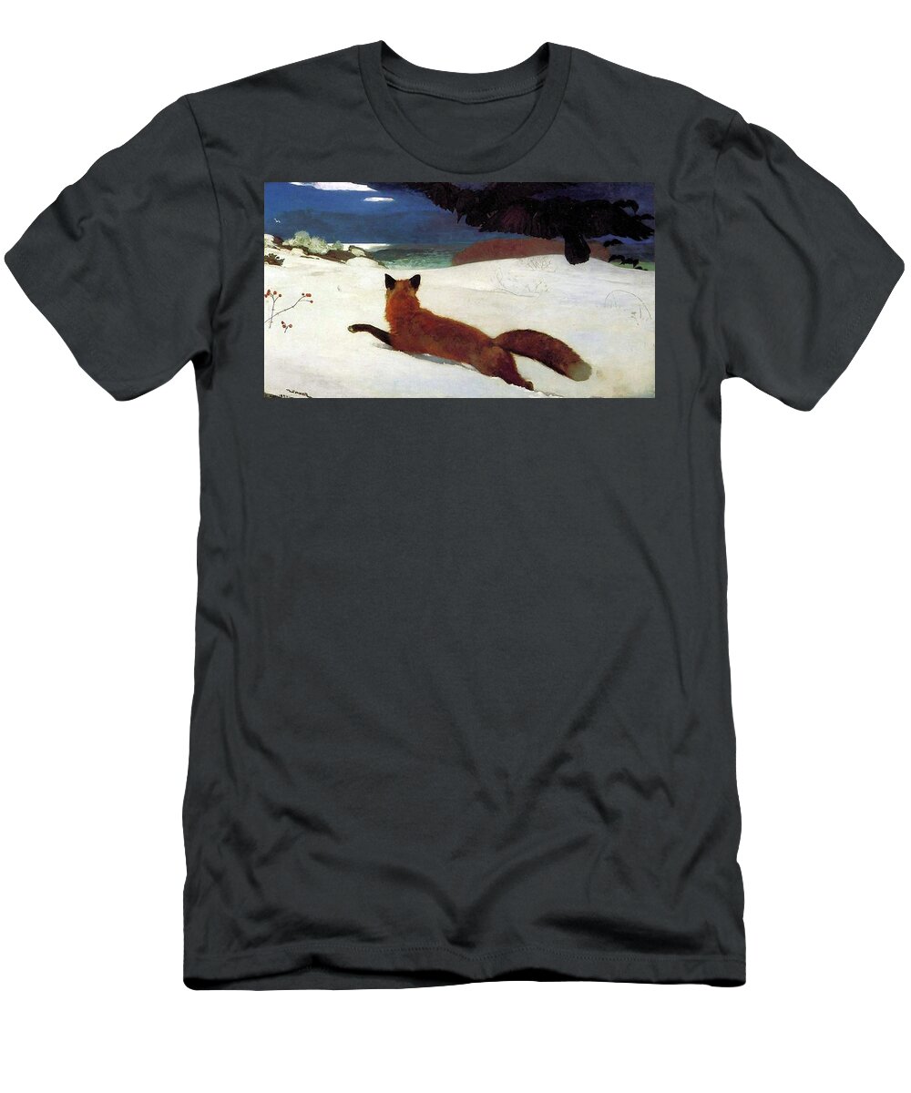 Winslow Homer T-Shirt featuring the painting Fox Hunt by Winslow Homer