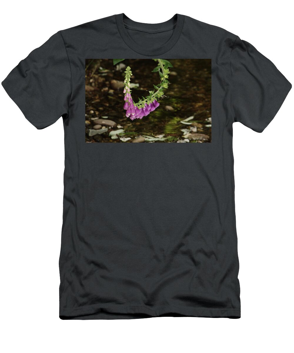 Flowers T-Shirt featuring the photograph Foxgloves Over Stream by Adrian Wale