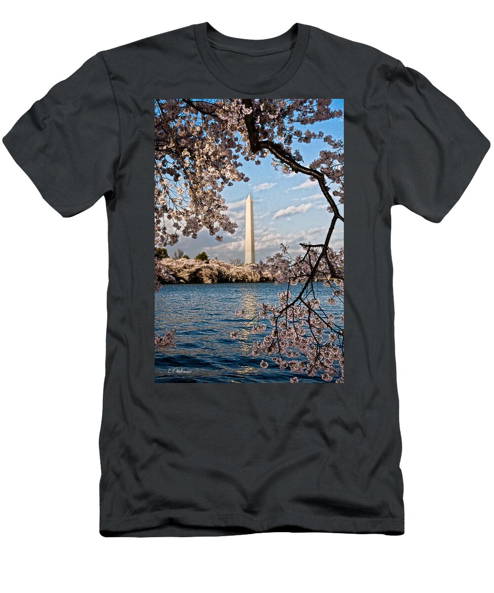 Cherry T-Shirt featuring the photograph Framed With Blossoms by Christopher Holmes
