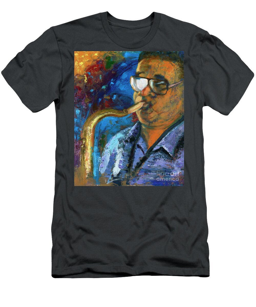 Portrait T-Shirt featuring the painting Frankie Scott-Extempore by Marlene Book