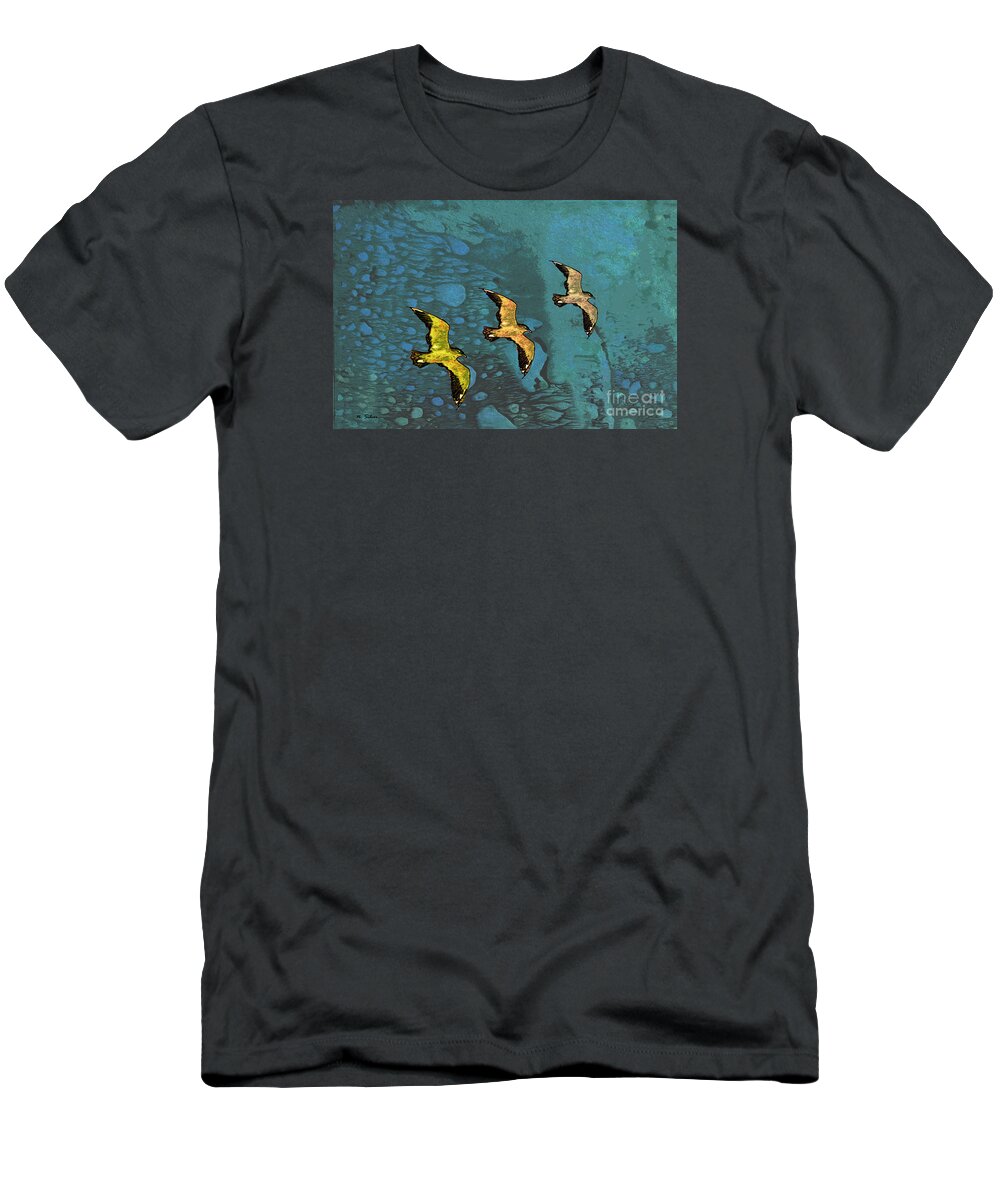 Birds T-Shirt featuring the digital art Freedom Flight by Nina Silver