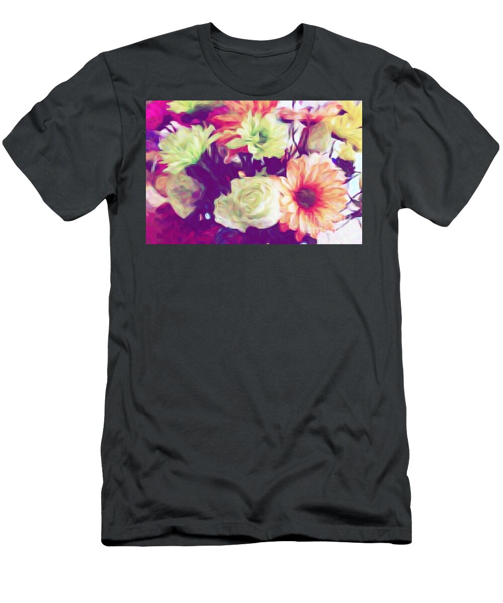 Painted Flowers T-Shirt featuring the mixed media Fresh Flowers by Robin Coaker