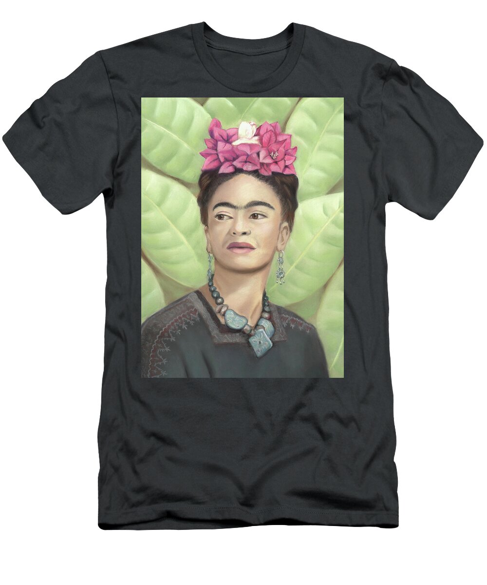 Frida Kahlo T-Shirt featuring the pastel Frida Kahlo by Linda Ruiz-Lozito
