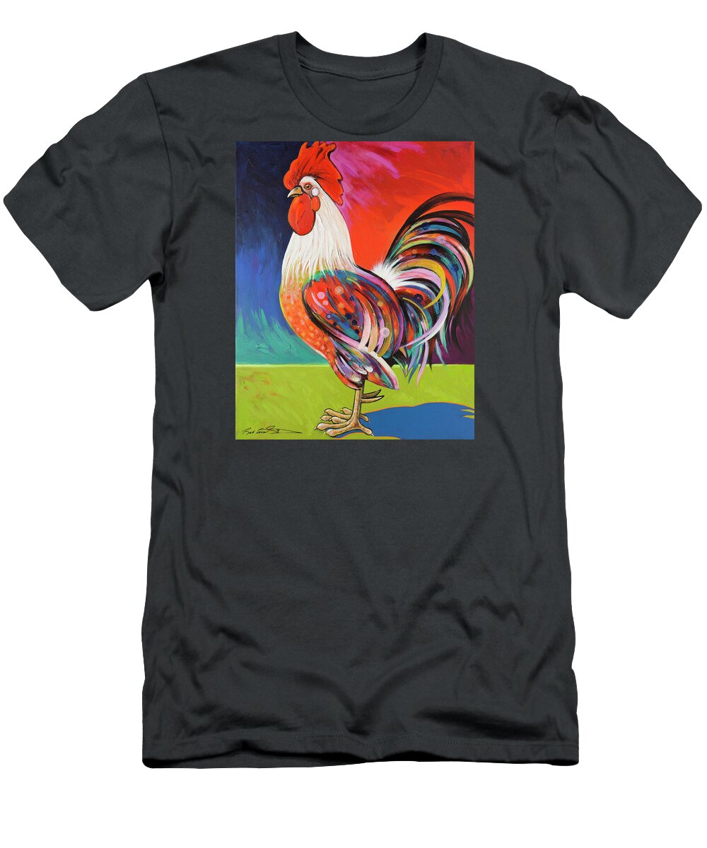 Rooster Art T-Shirt featuring the painting Front Range Monarch by Bob Coonts