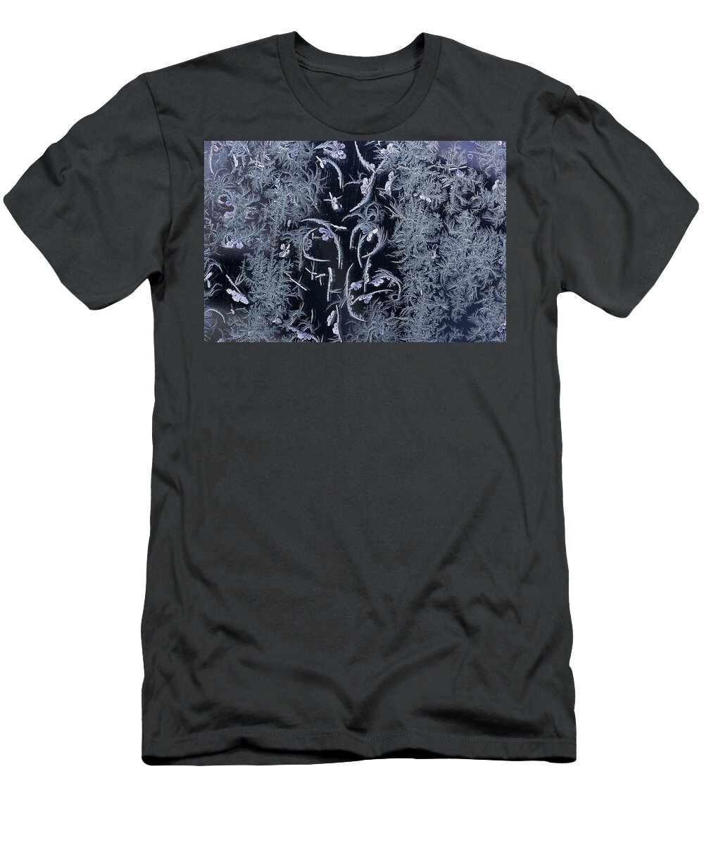 Frost Macro T-Shirt featuring the photograph Frost Series 6 by Mike Eingle