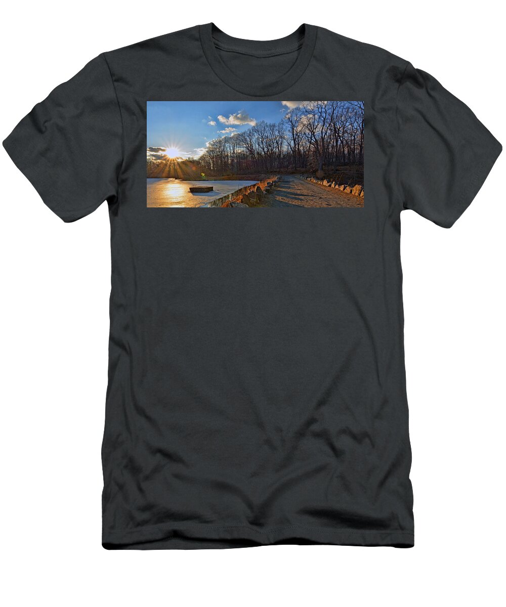 'swan Lake T-Shirt featuring the photograph Frozen Sunset by Jeffrey Friedkin