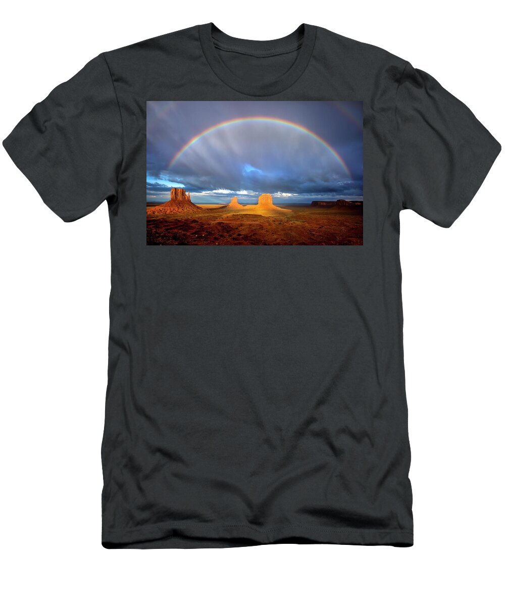Usa T-Shirt featuring the photograph Full Rainbow Over The Mittens by Harriet Feagin