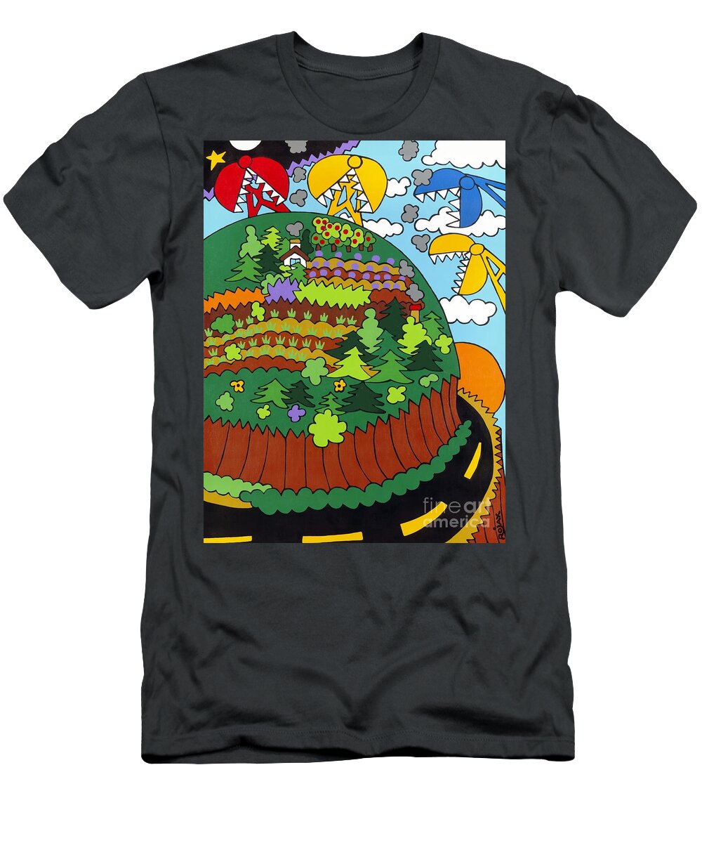 Country T-Shirt featuring the painting Future Development A by Rojax Art