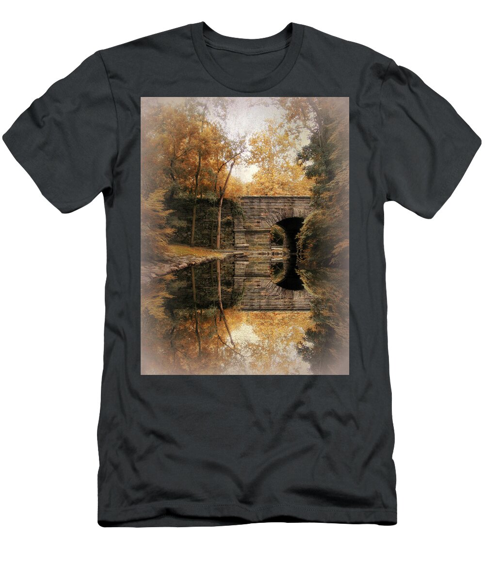 Bridge T-Shirt featuring the photograph Autumn Echo Vignette by Jessica Jenney