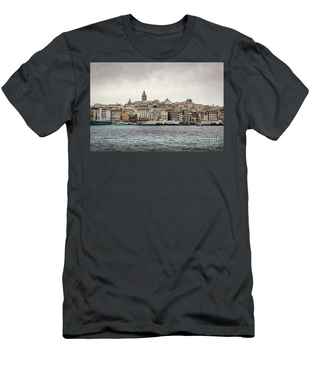 Skyline T-Shirt featuring the photograph Galata Tower, Istanbul by Perry Rodriguez