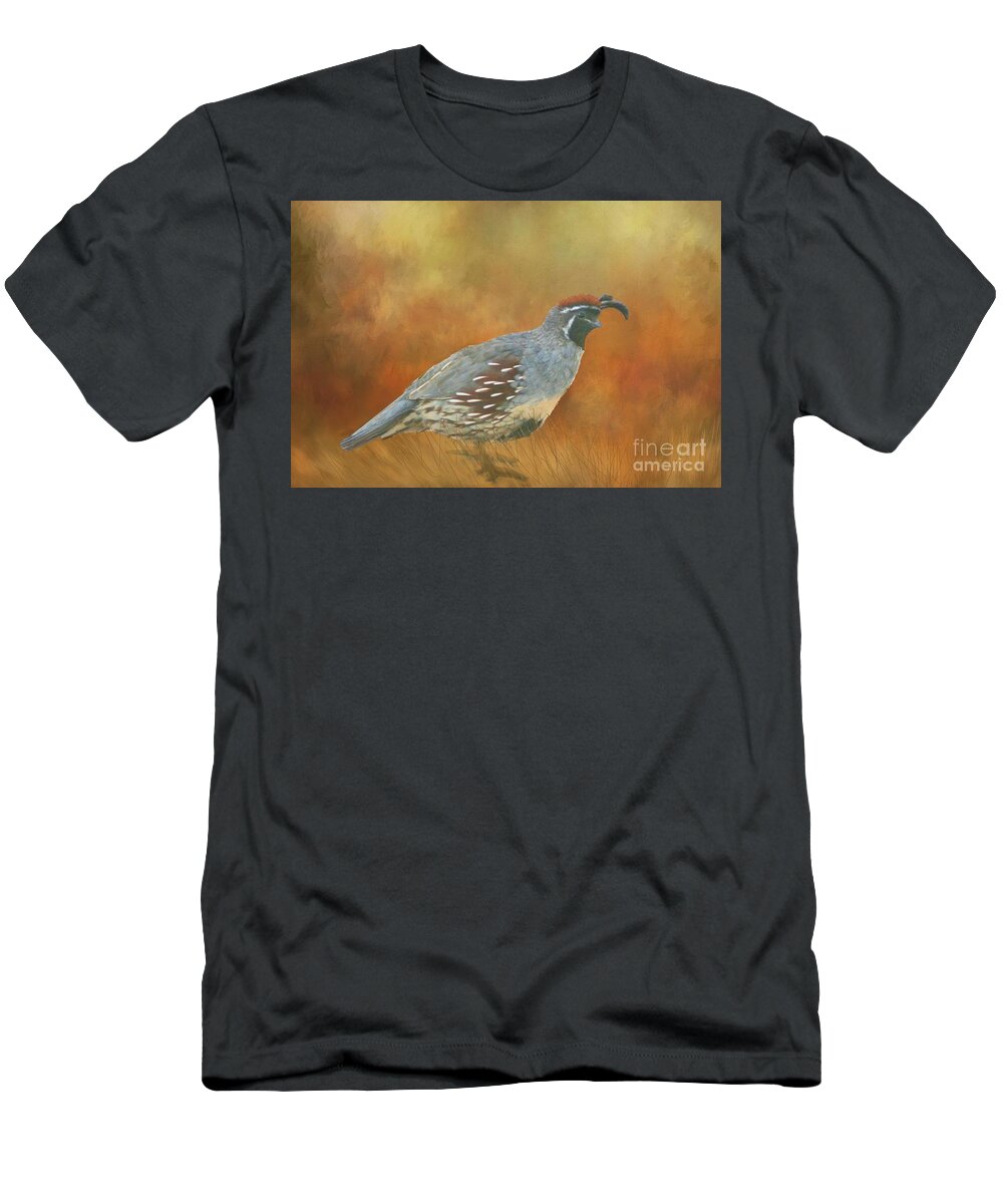 Quail T-Shirt featuring the photograph Gambel Quail in Death Valley by Janette Boyd