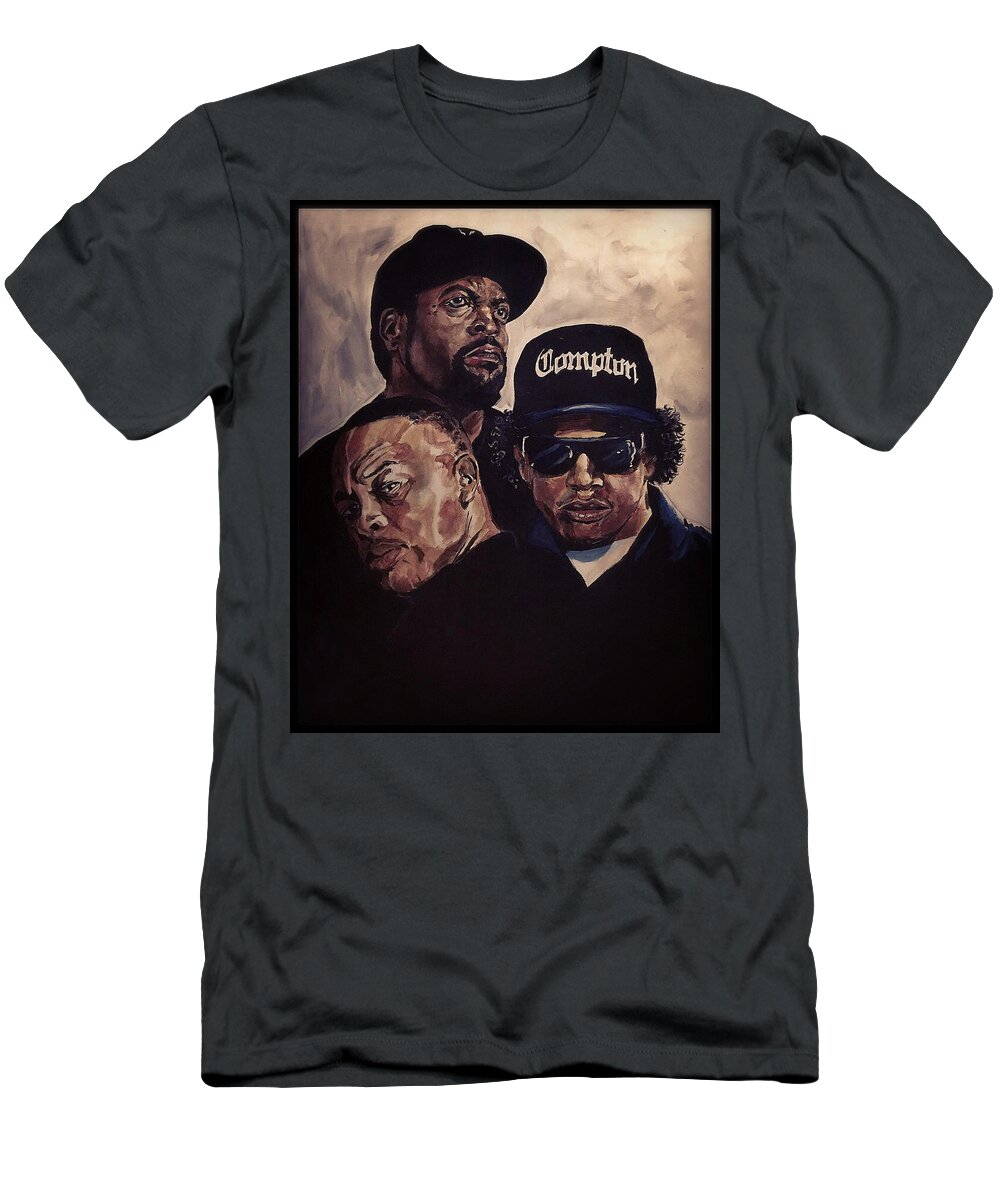 Portrait T-Shirt featuring the painting Gangsta Trinity by Joel Tesch