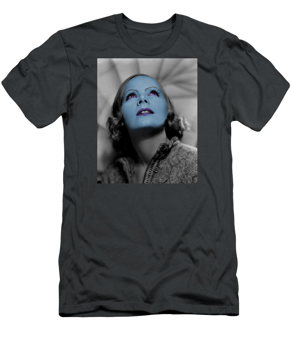 Greta Garbo T-Shirt featuring the photograph Garbo in blue by Emme Pons