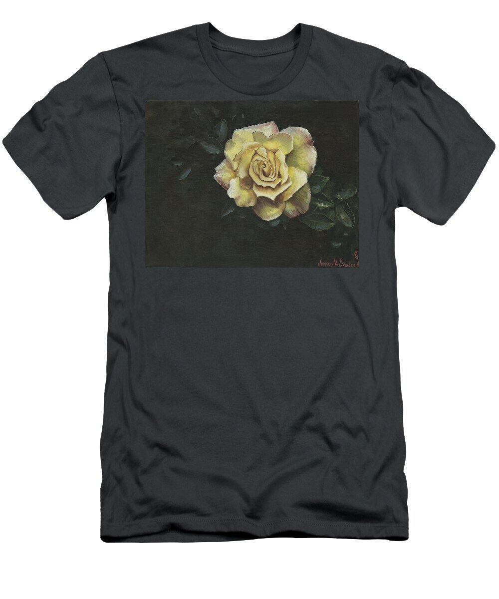 Rose T-Shirt featuring the painting Garden Rose by Jeff Brimley