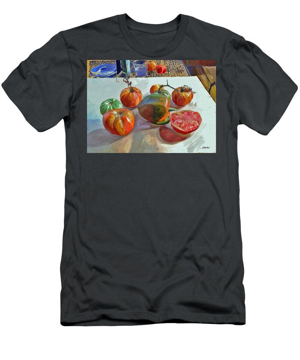 Tomatoes T-Shirt featuring the digital art Garden Table by Joe Roache