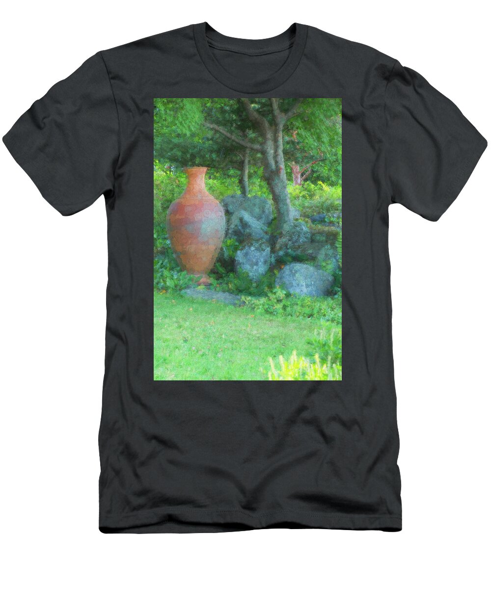 Hayward Garden Putney Vermont T-Shirt featuring the photograph Garden Urn by Tom Singleton