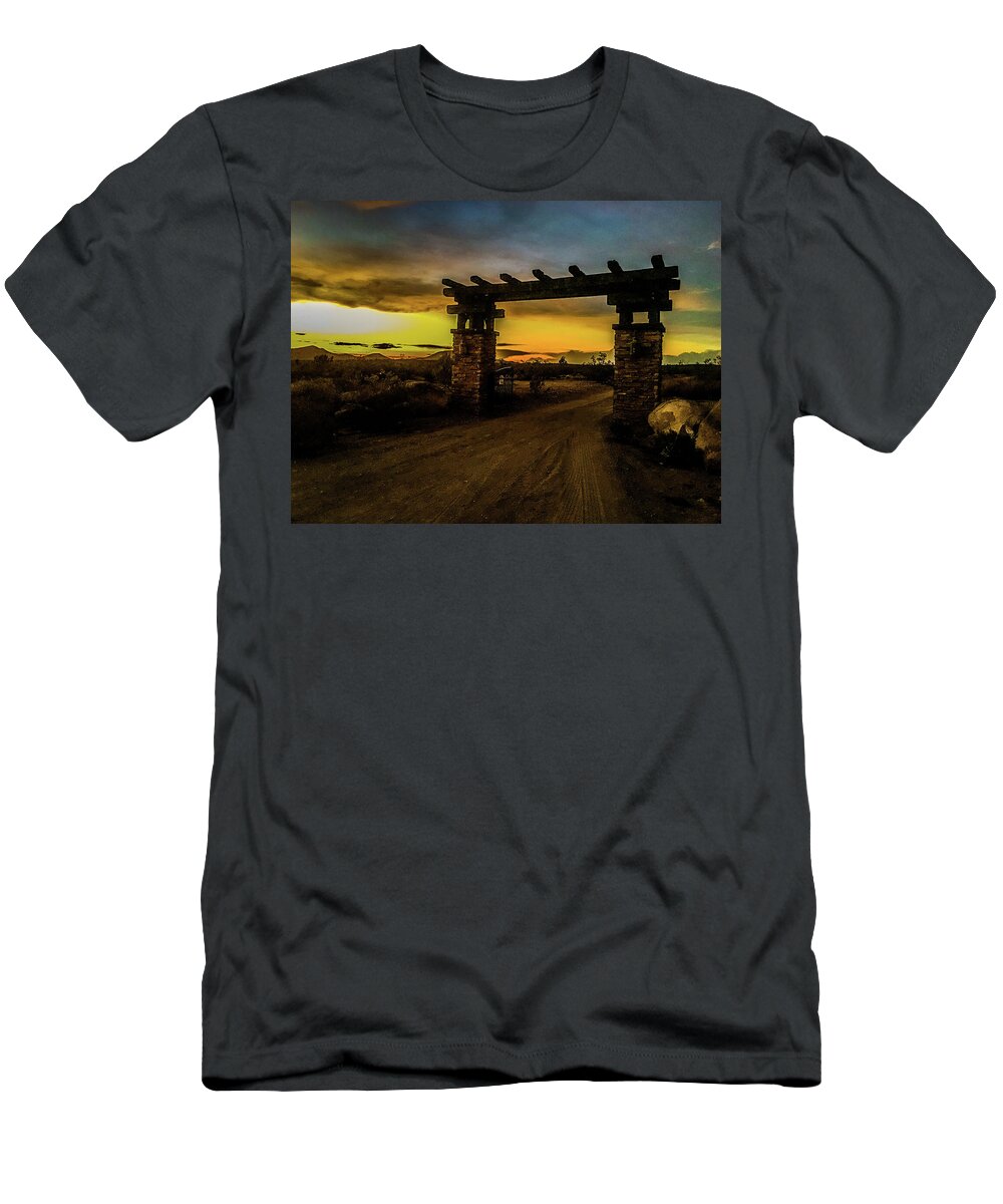 Gateway T-Shirt featuring the photograph Gateway to the Horizon by Charles Benavidez