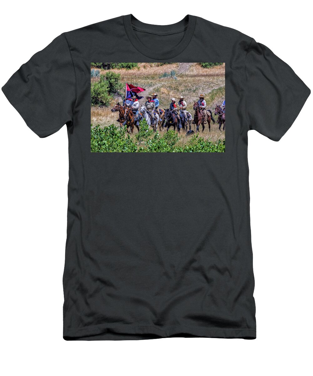 Little Bighorn Re-enactment T-Shirt featuring the photograph General Custer and his Entourage by Donald Pash