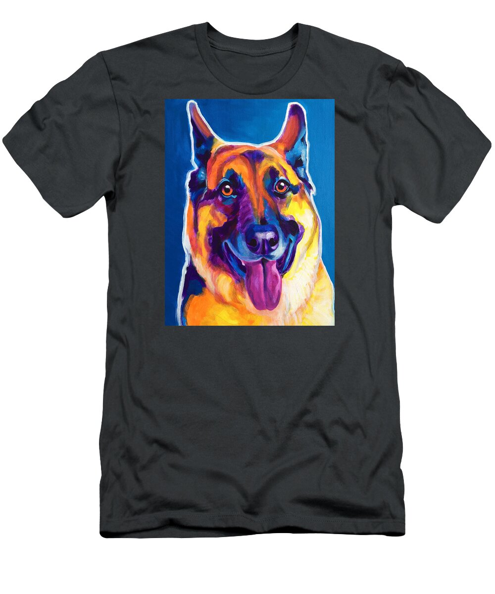 Dog T-Shirt featuring the painting German Shepherd - Hector by Dawg Painter