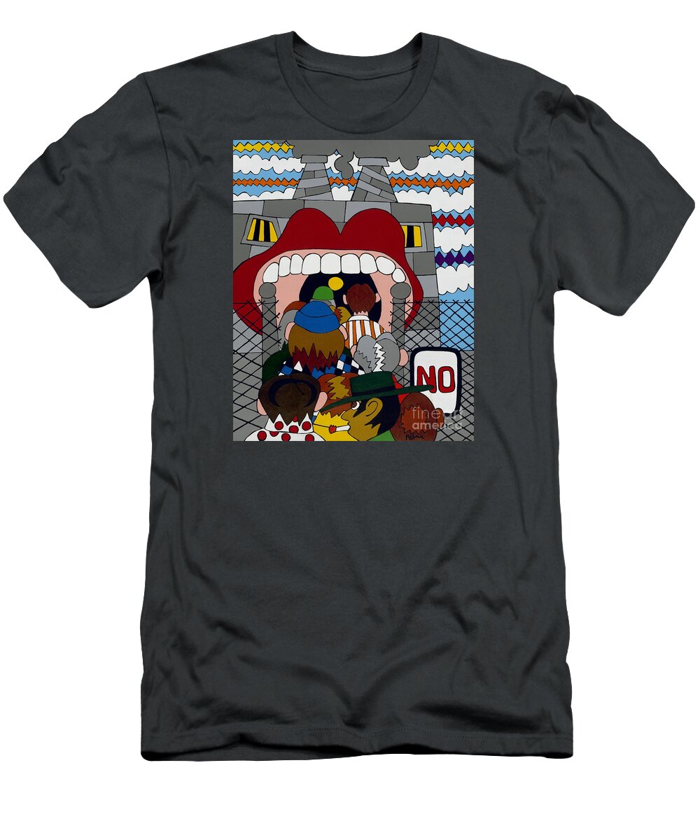 Factory Building T-Shirt featuring the painting Get A Job by Rojax Art